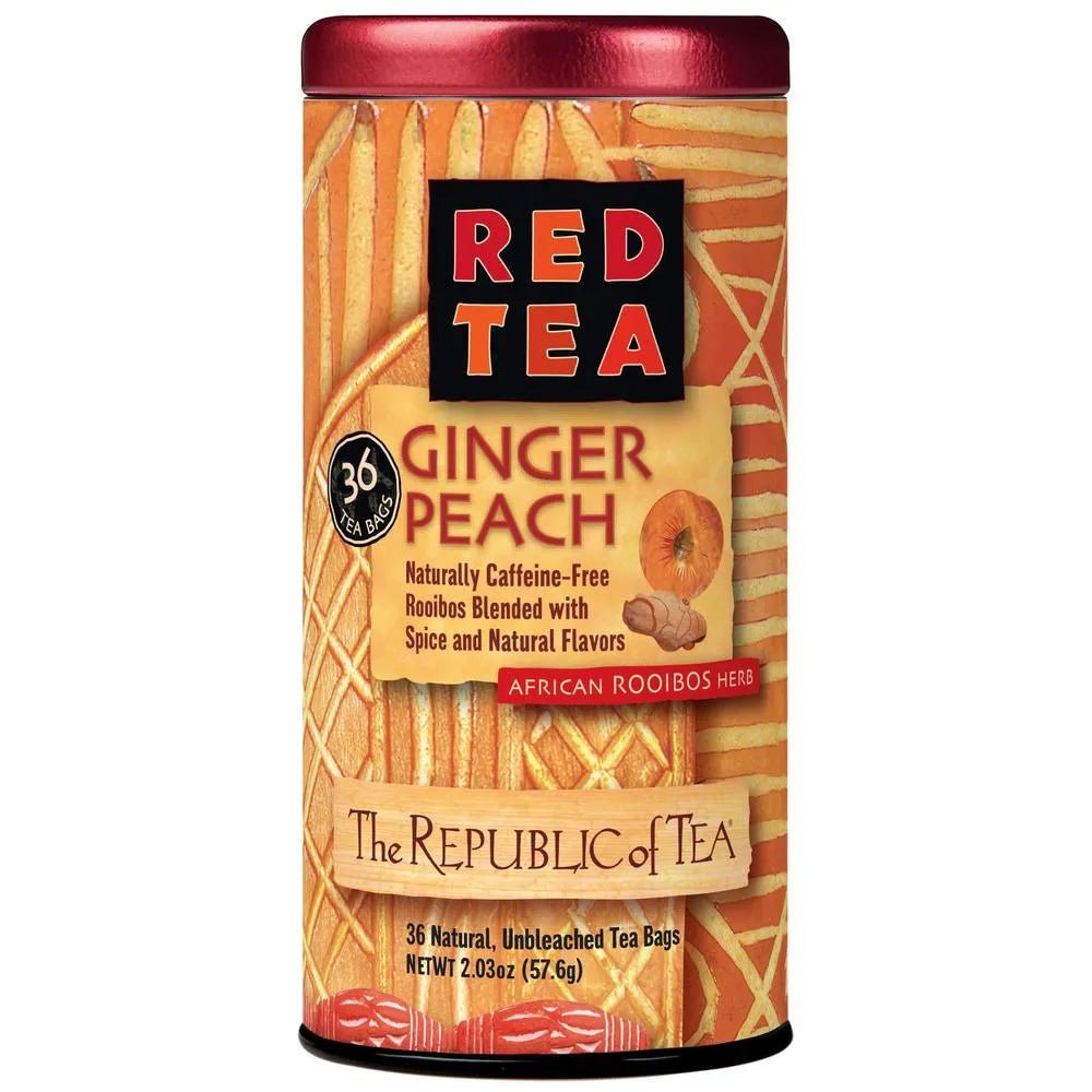 🍁 Ginger Peach Red Tea Bags 🍁 - Tin 36 Tea Bags - Huckle Bee Farms LLC