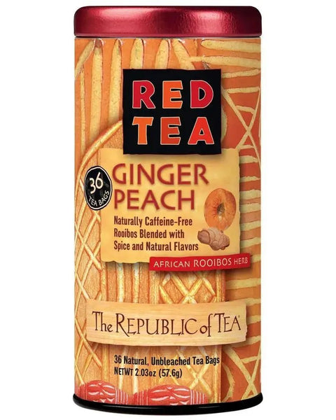 Ginger Peach Red Tea Bags - Tin 36 Tea Bags - Huckle Bee Farms LLC