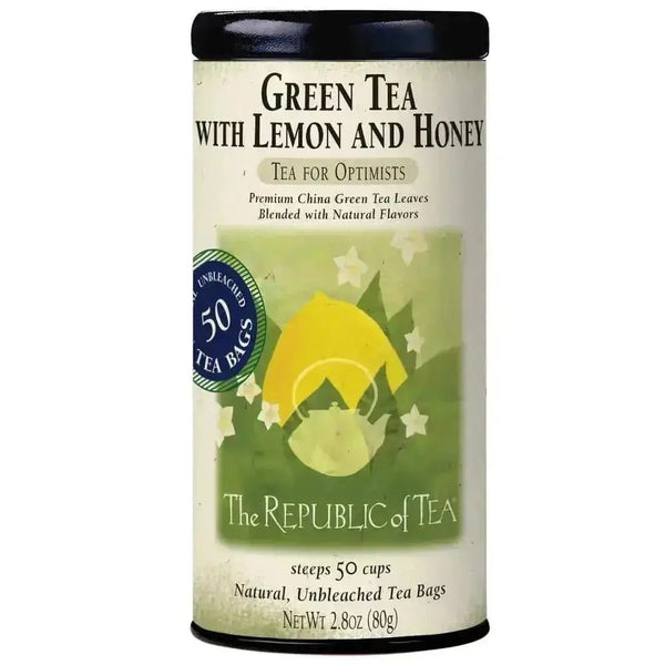 Green Tea with Lemon and Honey Tea Bags - Tin 50 Tea Bags - Huckle Bee Farms LLC