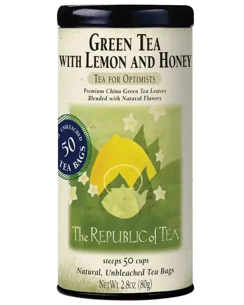 Green Tea with Lemon and Honey Tea Bags - Tin 50 Tea Bags - Huckle Bee Farms LLC