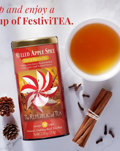 🍁🍎 Mulled Apple Spice Herbal Tea Bags🍎🍁 - Tin 36 Tea Bags - Huckle Bee Farms LLC