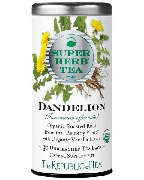 Organic Dandelion SuperHerb® Tea Bags - Tin 36 Tea Bags - Huckle Bee Farms LLC