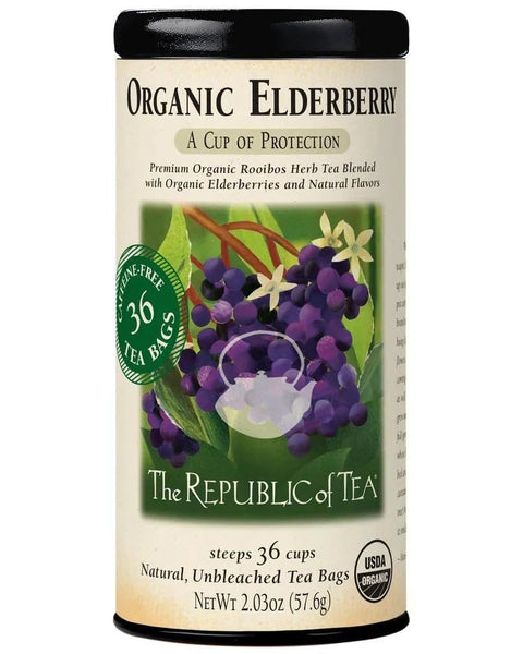 Organic Elderberry Red Tea - Tin 36 Tea Bags - Huckle Bee Farms LLC