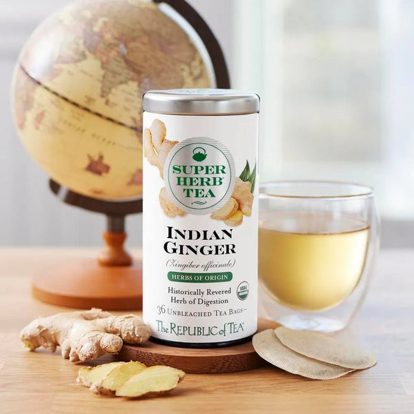 Organic Indian Ginger SuperHerb® Herbs of Origin Tea Bags - Tin 36 Tea Bags - Huckle Bee Farms LLC