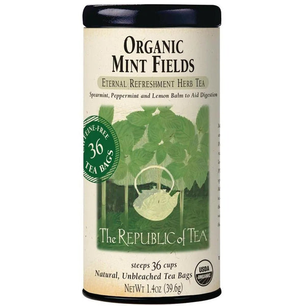 Organic Mint Fields Tea Bags - 36 Tea Bags - Huckle Bee Farms LLC