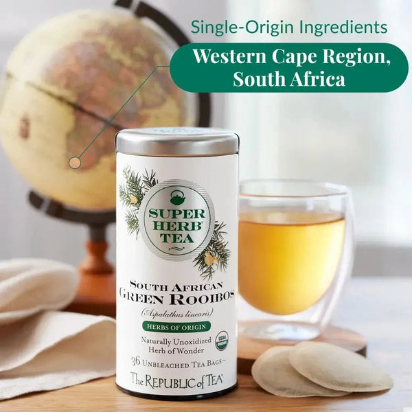 Organic South African Green Rooibos SuperHerb® Herbs of Origin Tea Bags - Tin 36Tea Bags - Huckle Bee Farms LLC