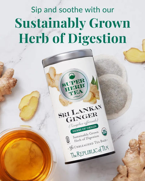 Organic Sri Lankan Ginger SuperHerb® Herbs of Origin Tea Bags - Tin 36 Tea Bags - Huckle Bee Farms LLC
