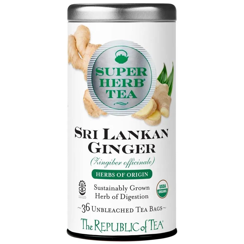 Organic Sri Lankan Ginger SuperHerb® Herbs of Origin Tea Bags - Tin 36 Tea Bags - Huckle Bee Farms LLC