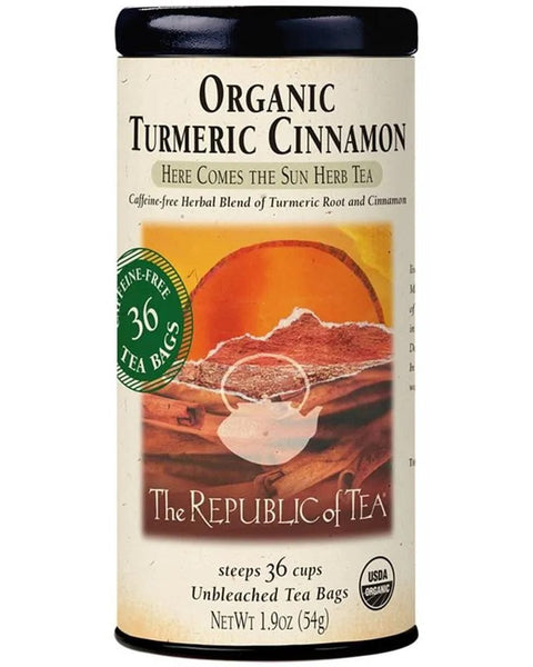Organic Turmeric Cinnamon Tea Bags - Tin 36 Tea Bags - Huckle Bee Farms LLC