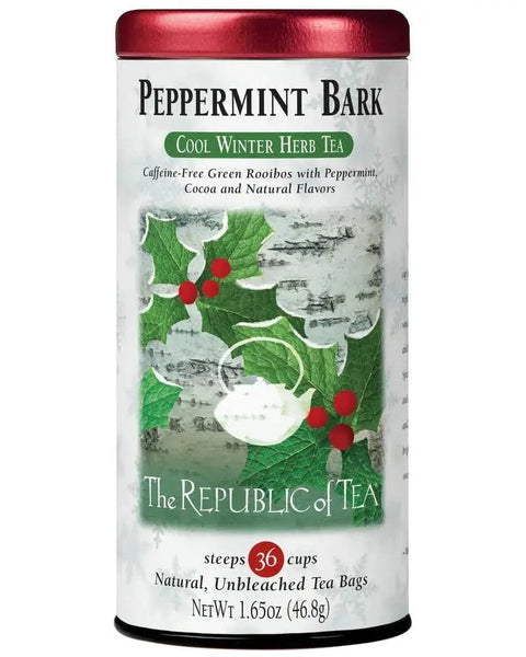 Peppermint Bark Herb Tea Bags - Tin 36 Tea Bags - Huckle Bee Farms LLC