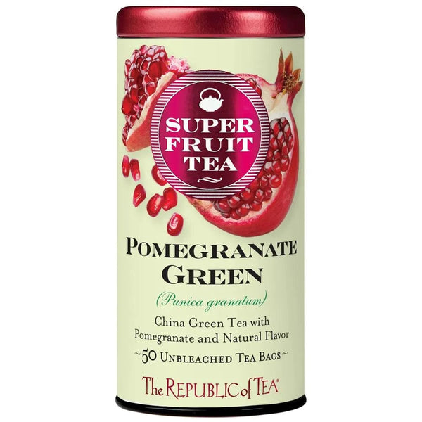 Pomegranate Green SuperFruit Tea Bags - Tin 50 Tea Bags - Huckle Bee Farms LLC