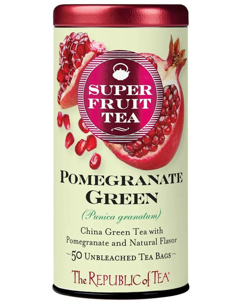 Pomegranate Green SuperFruit Tea Bags - Tin 50 Tea Bags - Huckle Bee Farms LLC