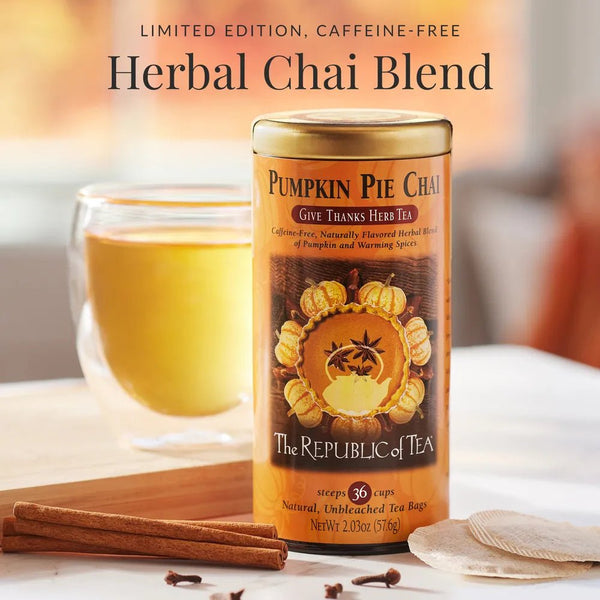 🍁 Pumpkin Pie Chai Herbal Tea Bags 🍁 - Tin 36 Tea Bags - Huckle Bee Farms LLC