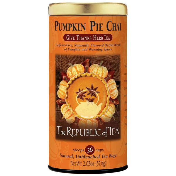 🍁 Pumpkin Pie Chai Herbal Tea Bags 🍁 - Tin 36 Tea Bags - Huckle Bee Farms LLC