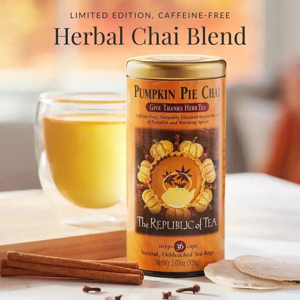 🍁 Pumpkin Pie Chai Herbal Tea Bags 🍁 - Tin 36 Tea Bags - Huckle Bee Farms LLC