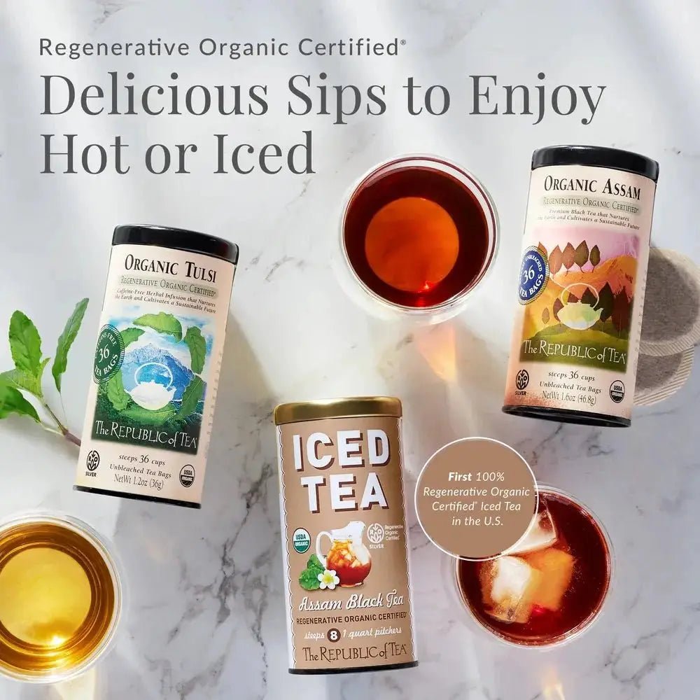 Regenerative Organic Certified® Assam Black Iced Tea Pouches - 8 Pouches - Huckle Bee Farms LLC