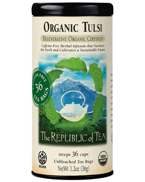 Regenerative Organic Certified® Tulsi Herbal Tea Bags - 36 Tea Bags - Huckle Bee Farms LLC
