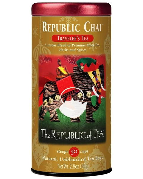 Republic Chai® Black Tea Bags - Tin 50 Tea Bags - Huckle Bee Farms LLC