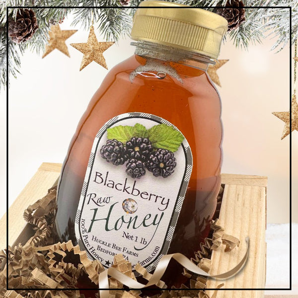 One Bottle raw honey in a festive gift box