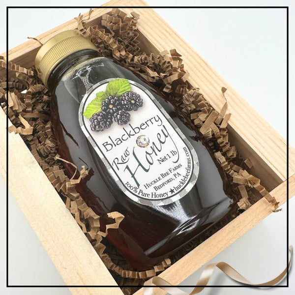 One Bottle  raw honey bottle in wooden gift box