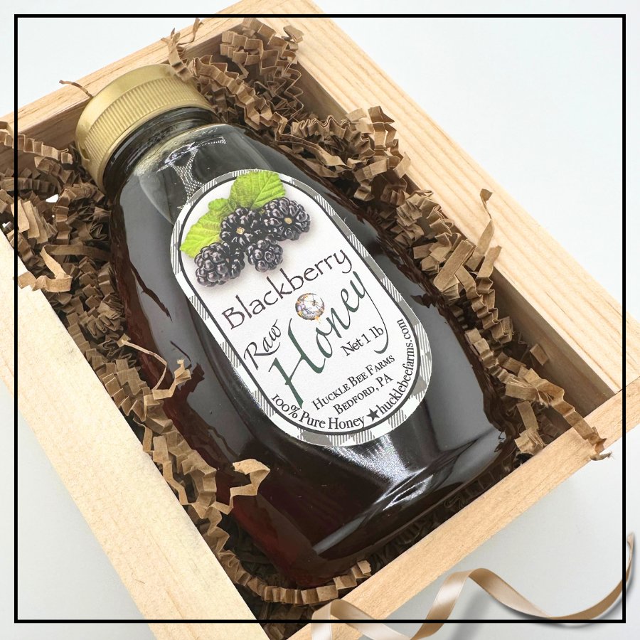 One Bottle  raw honey bottle in wooden gift box
