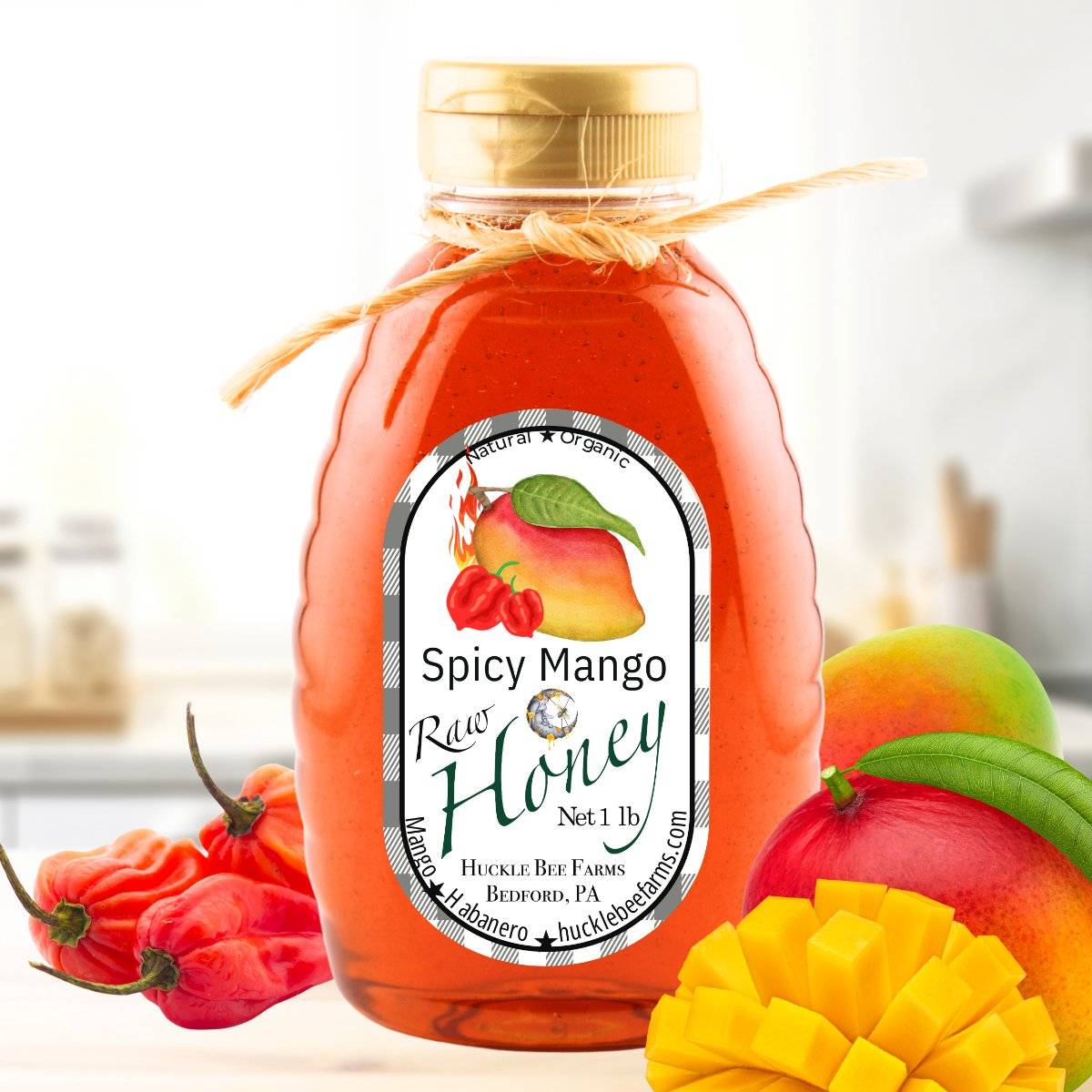 Spicy Mango Habanero Honey - Tropical Sweetness & Heat - Huckle Bee Farms LLC