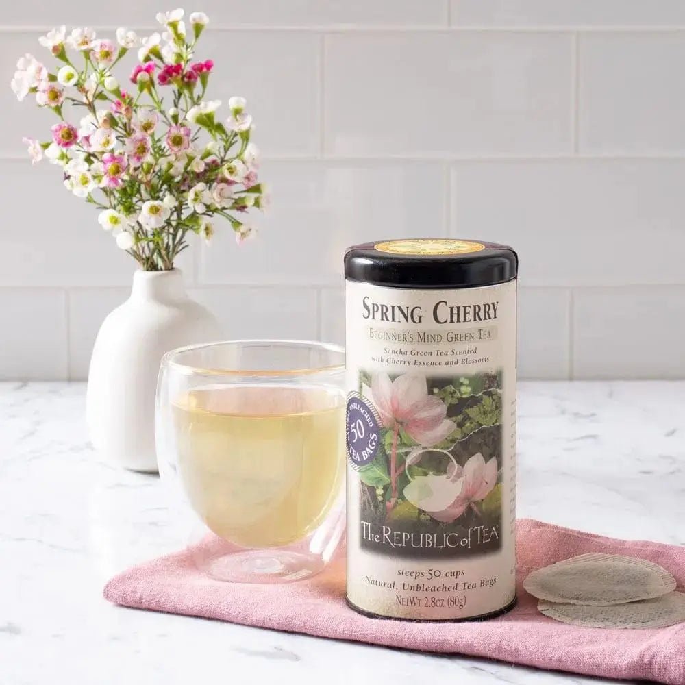 Spring Cherry Green Tea Bags - Tin 50 Tea Bags - Huckle Bee Farms LLC