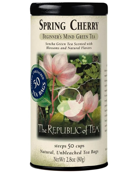 Spring Cherry Green Tea Bags - Tin 50 Tea Bags - Huckle Bee Farms LLC