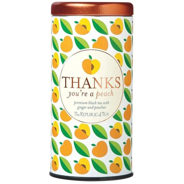 Thanks You're A Peach Gift Tea - Tin 50 Tea Bags - Huckle Bee Farms LLC