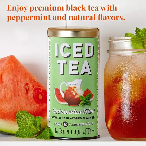 Watermelon Mint Black Large Iced Tea Pouches - 8 Pouches - Huckle Bee Farms LLC